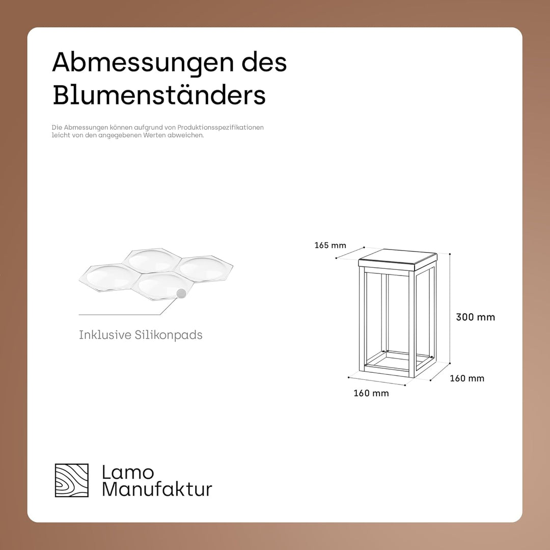 LAMO Manufaktur Blumenständer Weiss Metall | Pflanzenständer Holz mit Natur Farbe | Blumenhocker kle