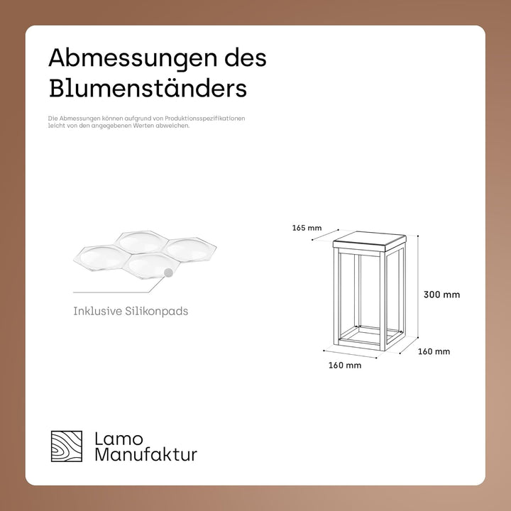 LAMO Manufaktur Blumenständer Metall Schwarz | Pflanzenständer Holz mit Natur Farbe | Blumenhocker k