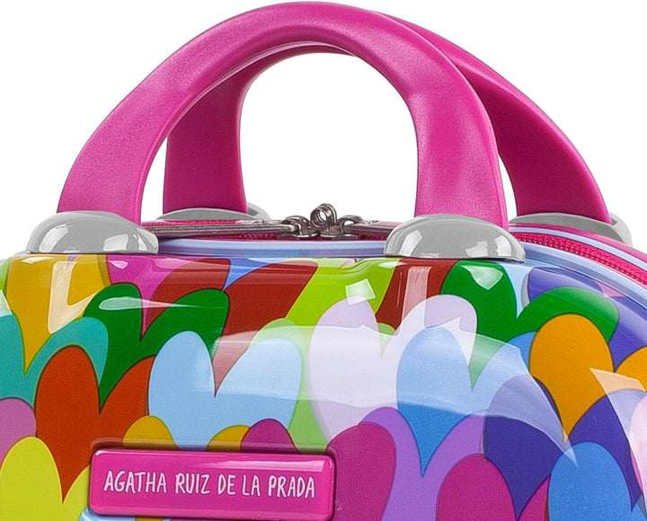 AGATHA RUIZ DE LA PRADA - Grosse Kosmetikkoffer aus starrem Polykarbonat mit Herzdruck. Spiegel-Toil