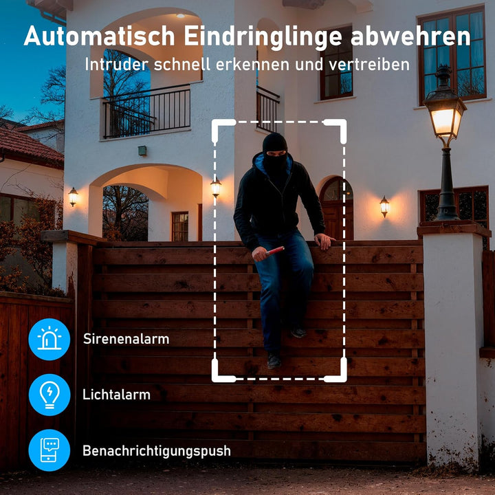 [5GHz & 2,4GHz] Überwachungskamera Aussen Solar, 7800mAh Akku und 6W Solarpanel, 2K PTZ 360° Solar K