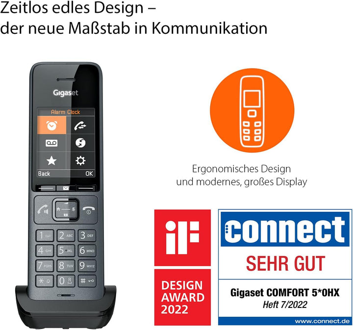 Gigaset Comfort 520HX & Box 200A – DECT-Mobilteil mit Ladeschale – Elegantes Schnurloses Telefon Bes