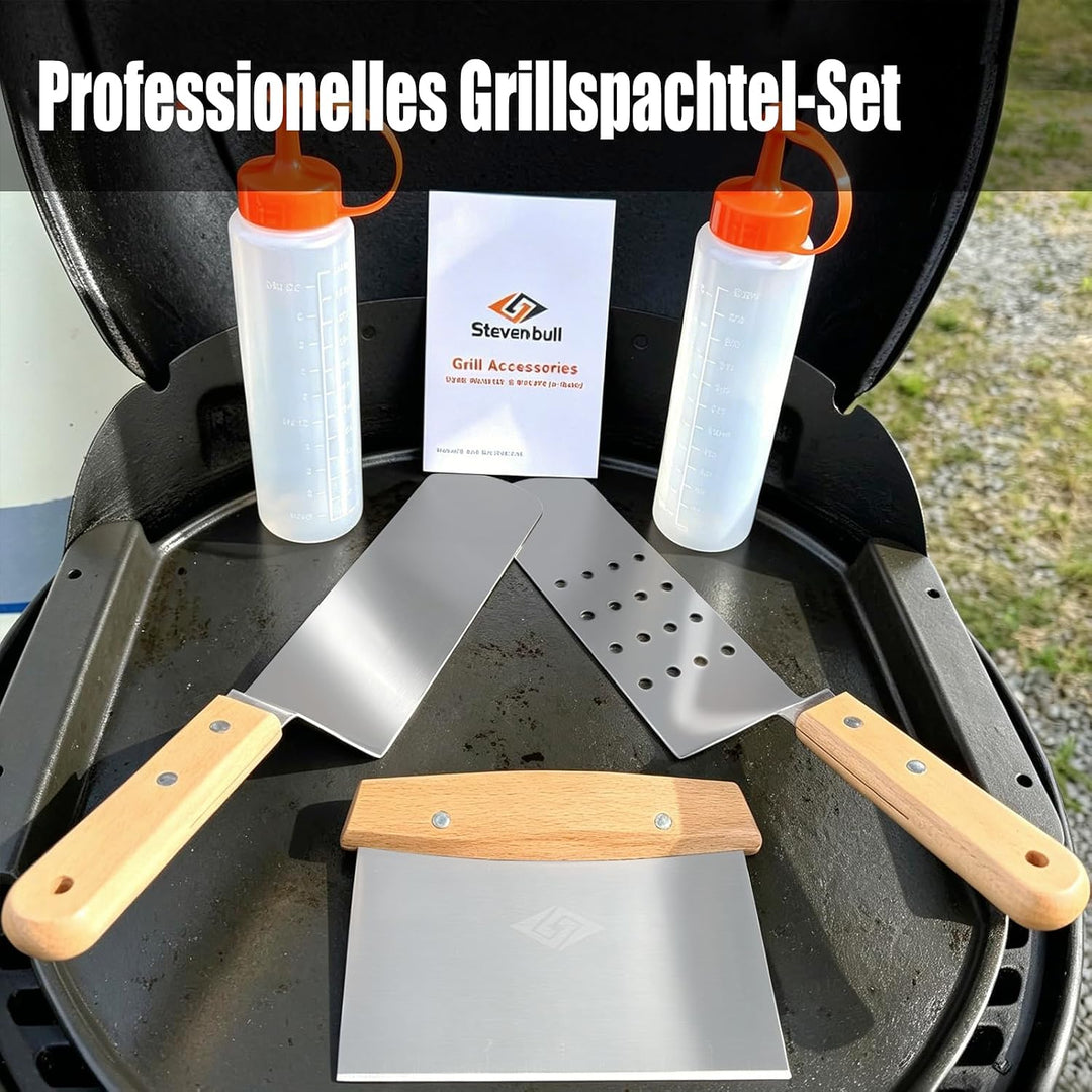 Plancha Spachtel, Plancha Grillspachtel Set, Grillbesteck-Set aus Edelstahl，Plancha Zubehör für Pla