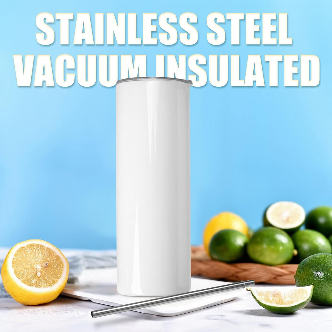 HADIIH Sublimations Becher 20 Schlank Gerade,Edelstahl Sublimation Rohlinge Skinny Tumbler,Mit Decke