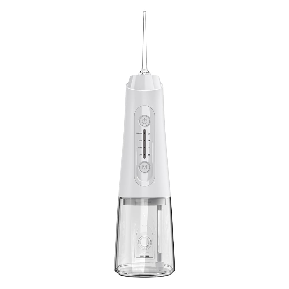 Munddusche Kabellos Elektrischer Zahnreiniger, 320ML Wassertank, 4 Modi & 5 Düsen Water Flosser,