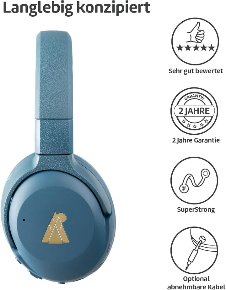 POGS Drahtloser Bluetooth Over-Ear Noise Cancelling-Kopfhörer | The Turtle | Faltbarer robuster Kopf