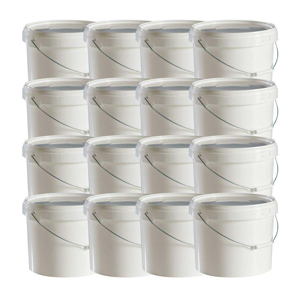 Trevendo® - 16 Stück 15 Liter Leereimer weiss rund lebensmittelecht