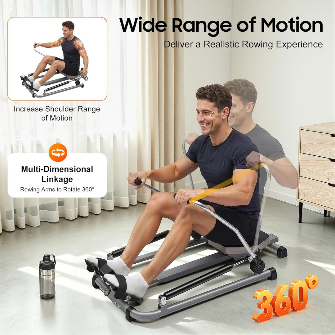 Rudergerät Klappbar mit 12 Widerstand Einstellbares Heimrudergerät LCD-Monitor Fitnessgerät Belastun