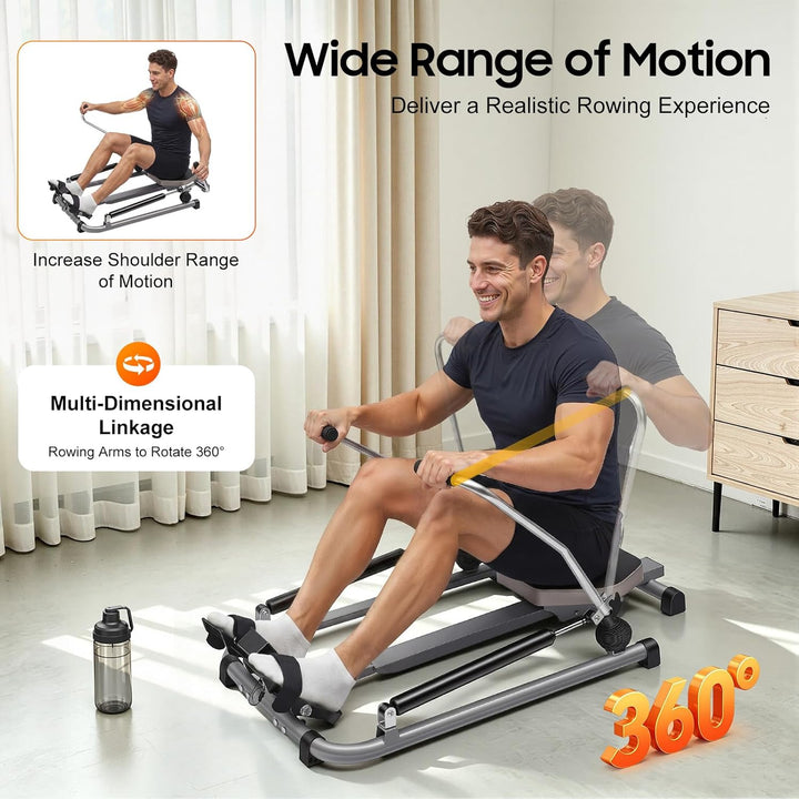 Rudergerät Klappbar mit 12 Widerstand Einstellbares Heimrudergerät LCD-Monitor Fitnessgerät Belastun