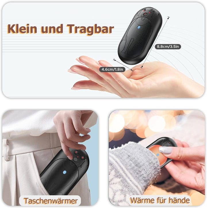 COTOP Handwärmer Elektrisch, 2er Pack 6000mAh Wiederverwendbar Taschenwärmer, 3 Stufen Heizung bis z