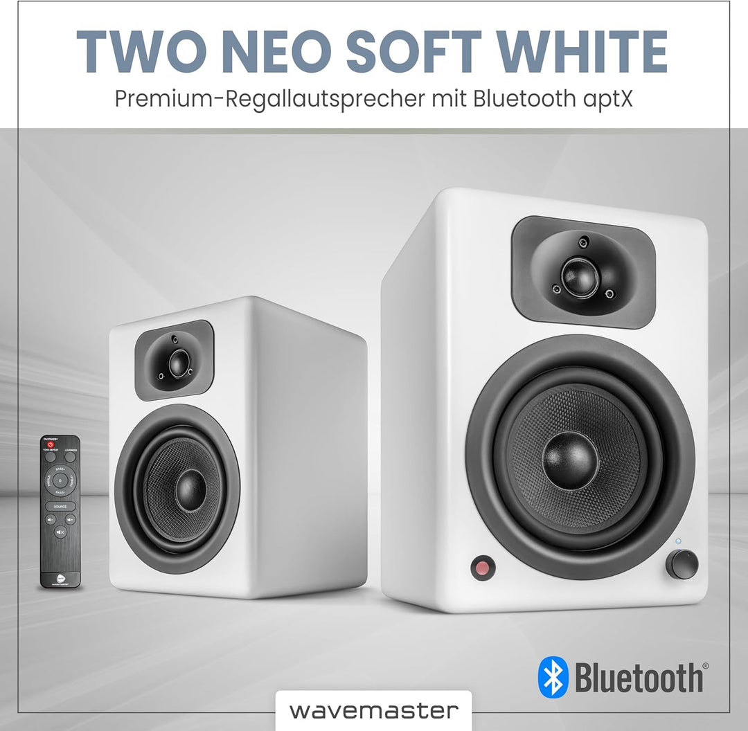wavemaster TWO NEO soft white – Regallautsprecher-System (60 Watt) mit Bluetooth-Streaming, digitale