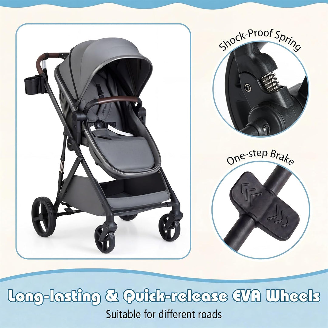 GIANTEX 2-in-1 Kinderwagen bis 22 kg, Faltbarer Buggy mit umkehrbarem Sitz, verstellbare Rückenlehne