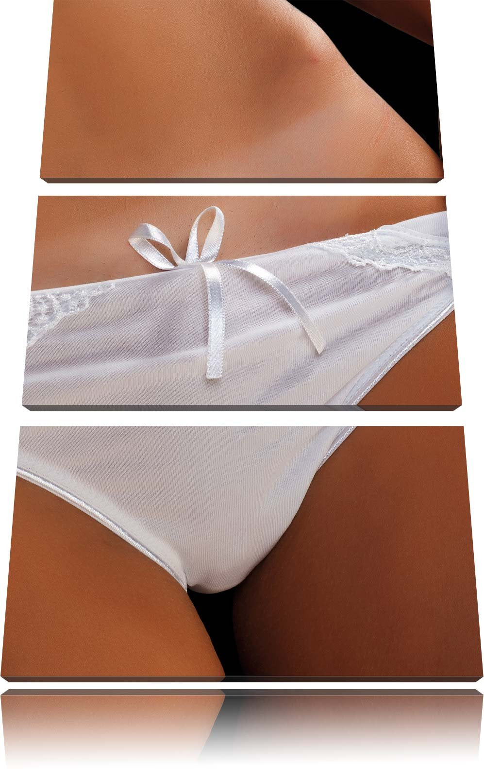 Pixxprint Sexy weisse Dessous als Leinwandbild/Grösse: 3 Teilig (120x80) cm/Wandbild/Kunstdruck/fert