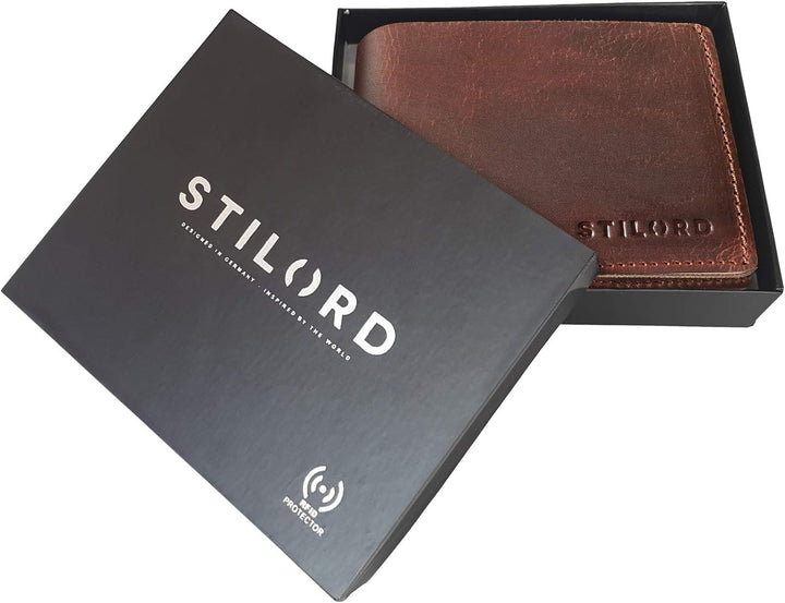 STILORD 'Darren' Slim Wallet mit Münzfach Leder Kleine Geldbörse RFID Herren Minibörse Portemonnaie