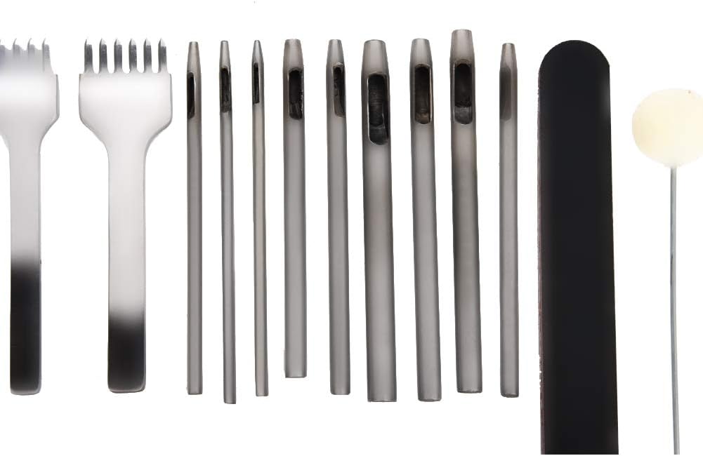 42 Stücke Leder Craft Kit mit Leder Arbeitswerkzeuge, Punch DIY Kit Professionelle Nähte Nähwerkzeug