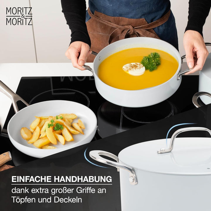 Moritz & Moritz 7-tlg. Aluminium Topf und Pfannenset Induktion mit Deckel, 2x Kochtöpfe Induktion mi