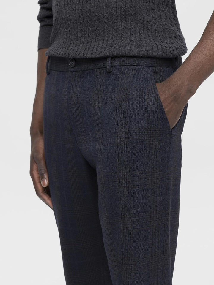 SELETED HOMME Herren Hose 33W / 34L Navy Blazer/Checks:brown, 33W / 34L Navy Blazer/Checks:brown