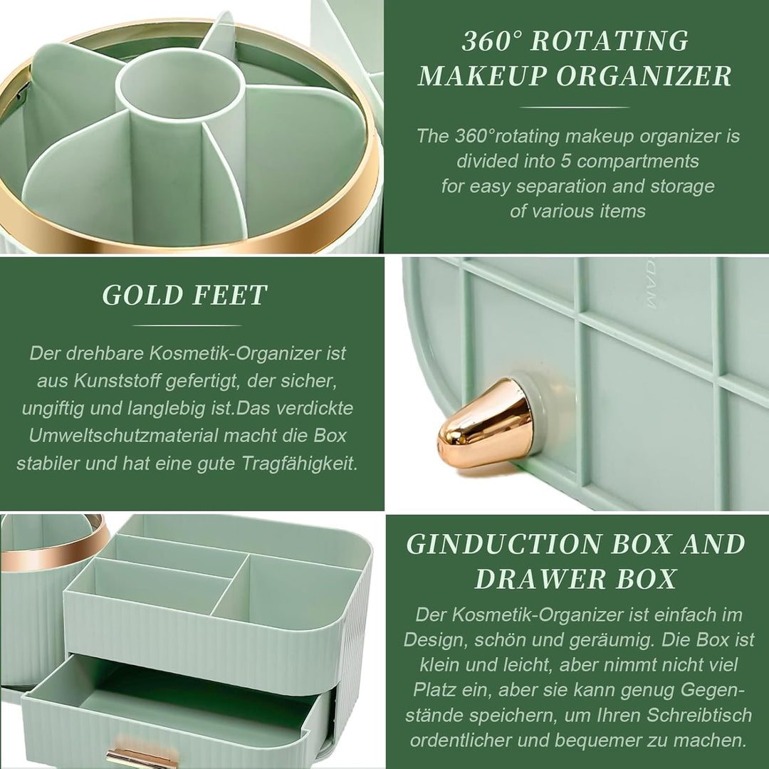 Cinnani Make Up Kosmetik Organizer, 360° Drehbarer Multifunktionale Kosmetikaufbewahrung,Beauty Orga