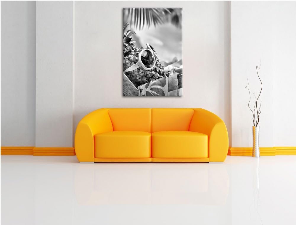 Pixxprint Ananas Macht Urlaub als Leinwandbild | Grösse: 100x70 | Wandbild| Kunstdruck | fertig besp