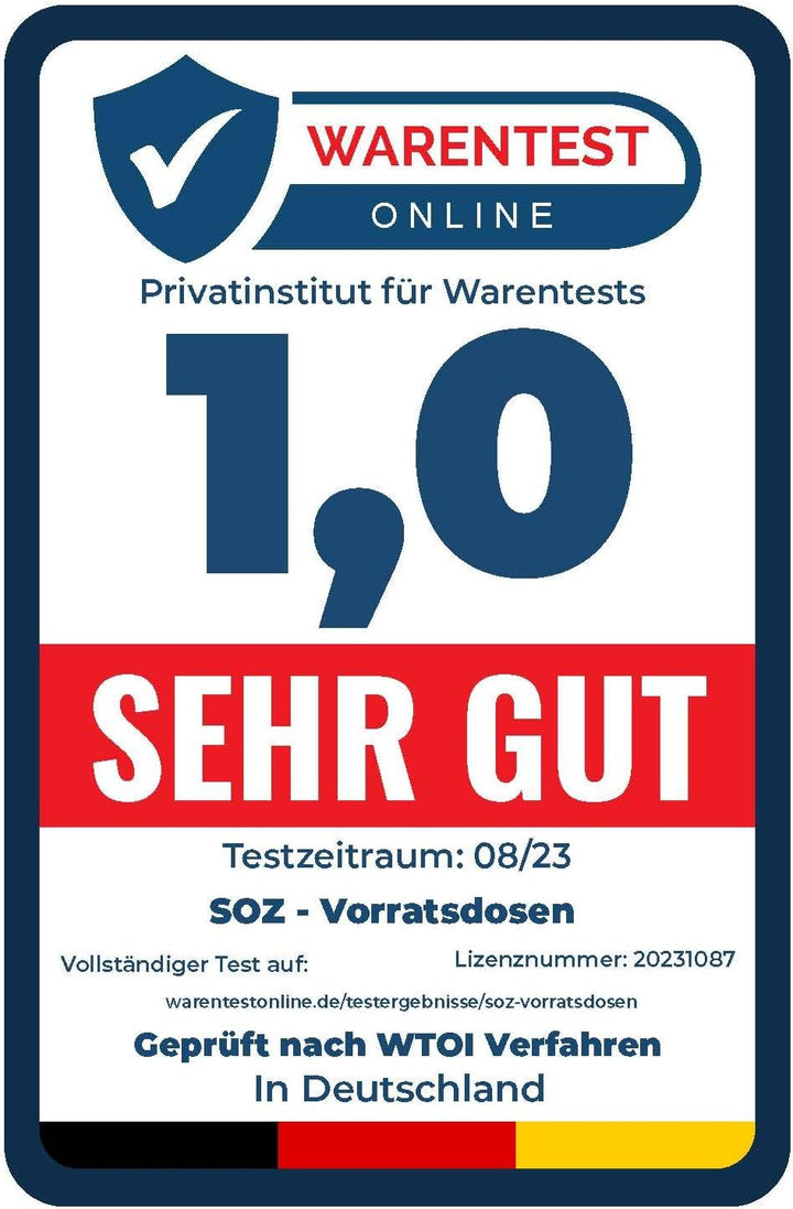 Soz ® 4x2,5L Vorratsdosen mit Deckel - Müsli Schüttdose & Frischhaltedosen - BPA freie Kunststoff Vo