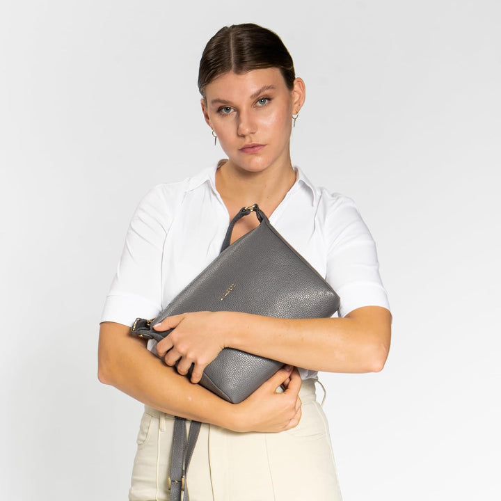 Lazarotti Bologna Leder Umhängetasche Damen | verstellbarer Schultergurt | grosse Crossbody Bag | Sc
