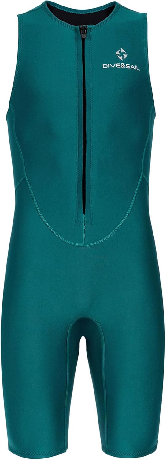 Herren Kurzkombi Mm Neopren Ohne Ärmel Tauchanzug Kurz Surf Schnorchel Sport Schwimmen S Dunkelgrün,