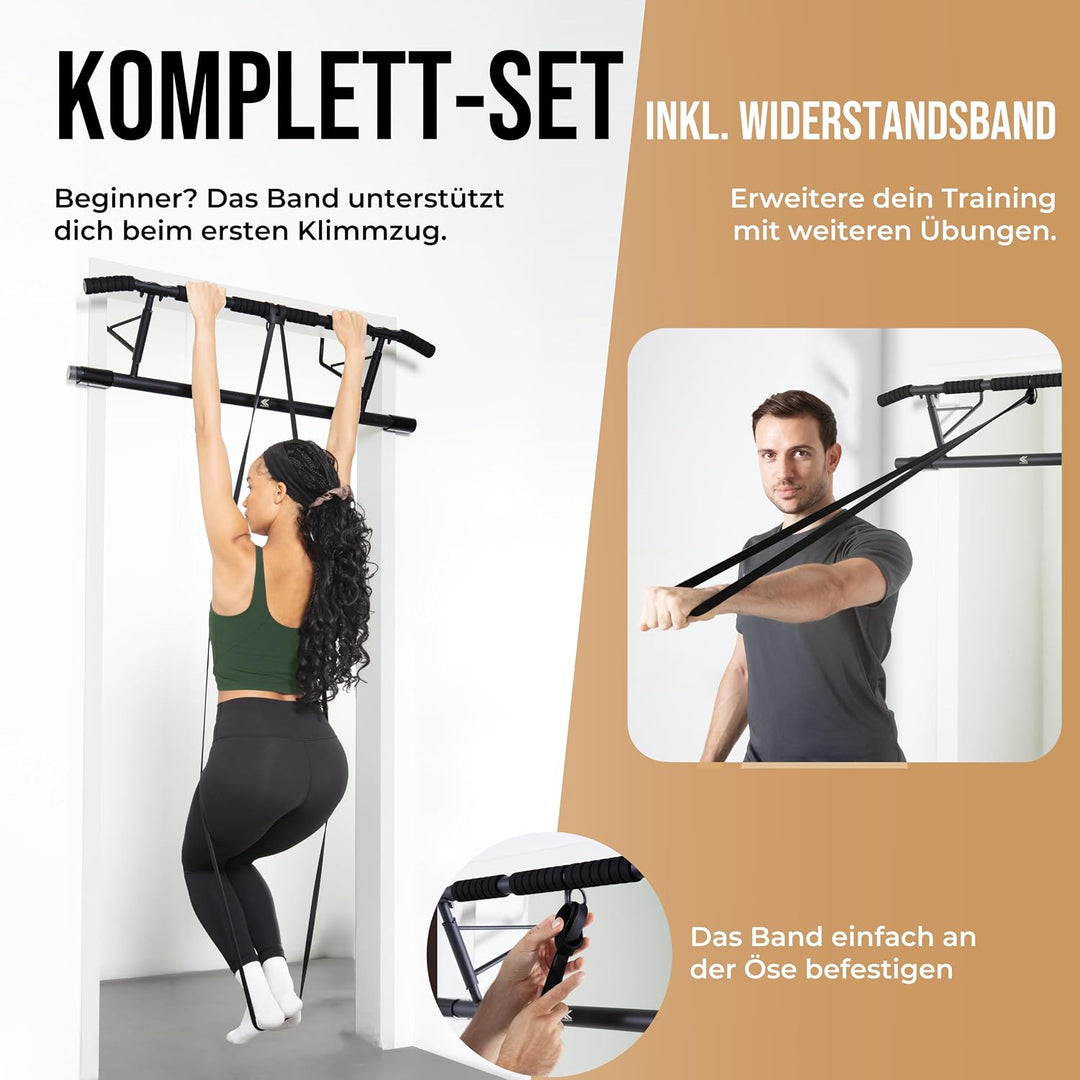 KIANA Sports Klimmzugstange für Türrahmen ohne Bohren & ohne Schrauben | Pull Up Bar Tür bis 150kg |