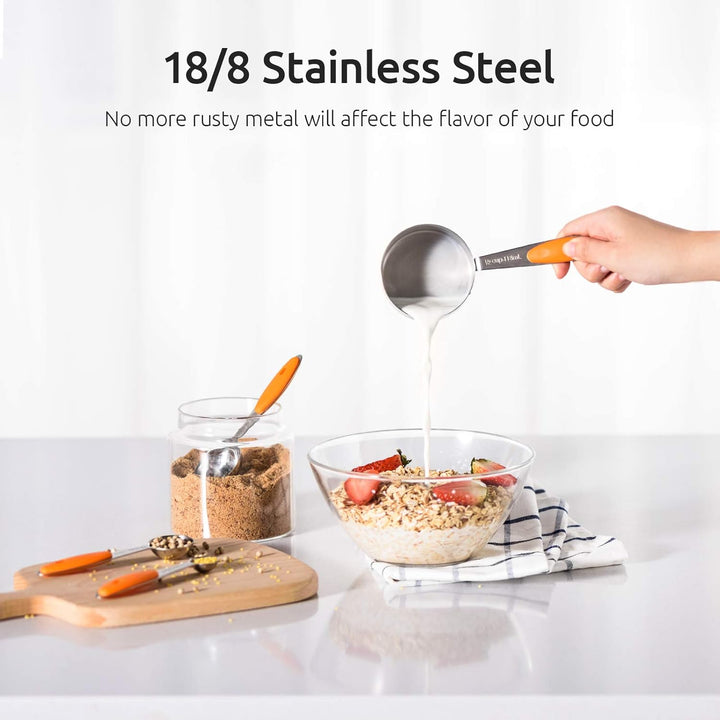 Messbecher: U-Taste 18/8 Edelstahl Messbecher und Messlöffel Set mit 10 Stück, Griff mit Verbesserte
