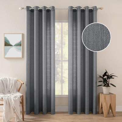 MIULEE 2er Set Voile Vorhang Sheer Leinenvorhang mit Ösen Transparente Unregelmässige Textur Gardine