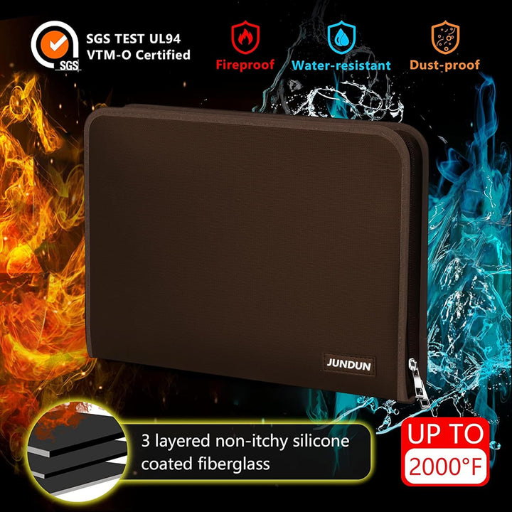 JUNDUN Fächermappe - Dokumentenmappe a4 mit mehreren Fächern - Feuerfest Dokumententasche mit Reissv