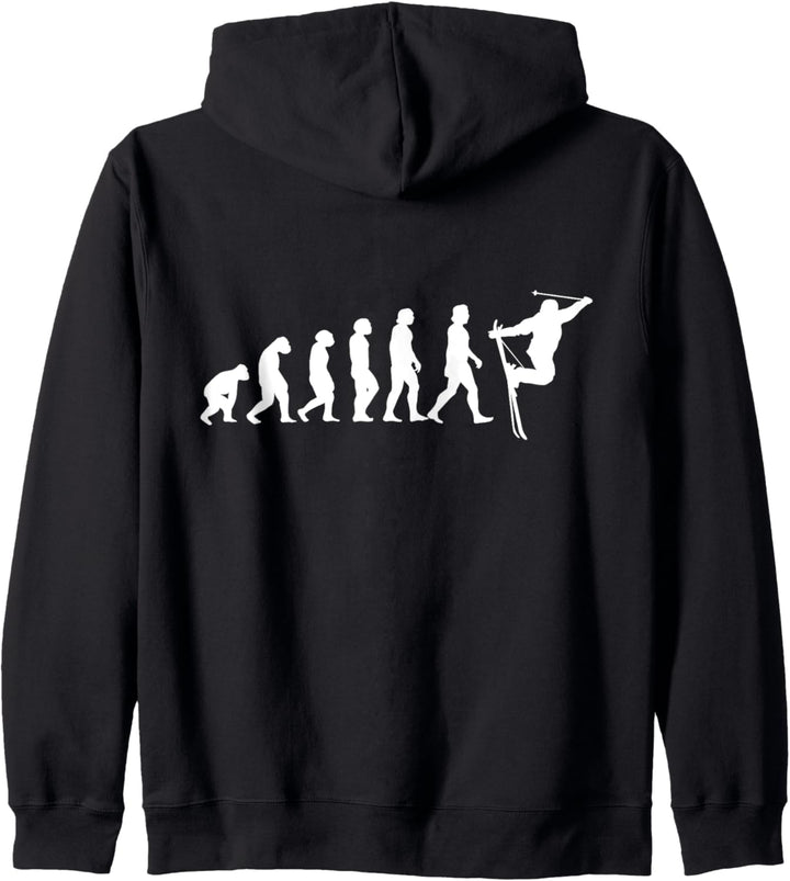 Ski Evolution Skifahren Wintersport Piste Lustiges Skifahrer Kapuzenjacke