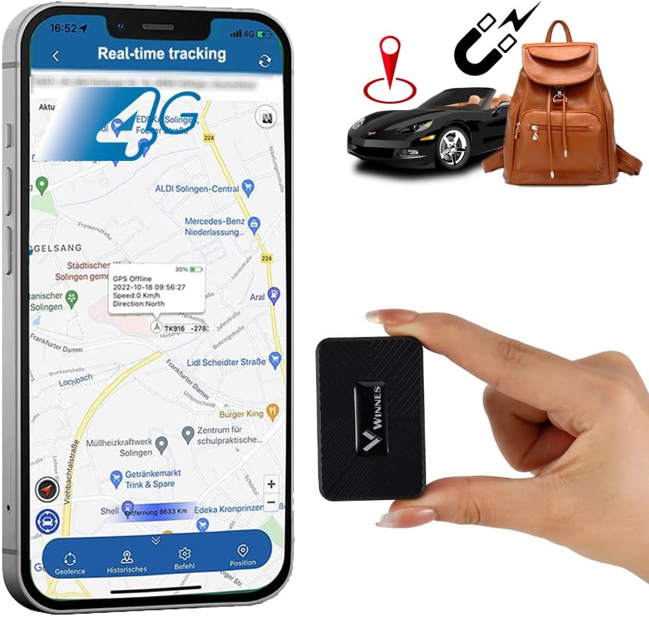 GPS Tracker Winnes 4G SMS, APP, Webseiten-Positionierung, Anti-Diebstahl- und Anti-Verlust-GPS Track
