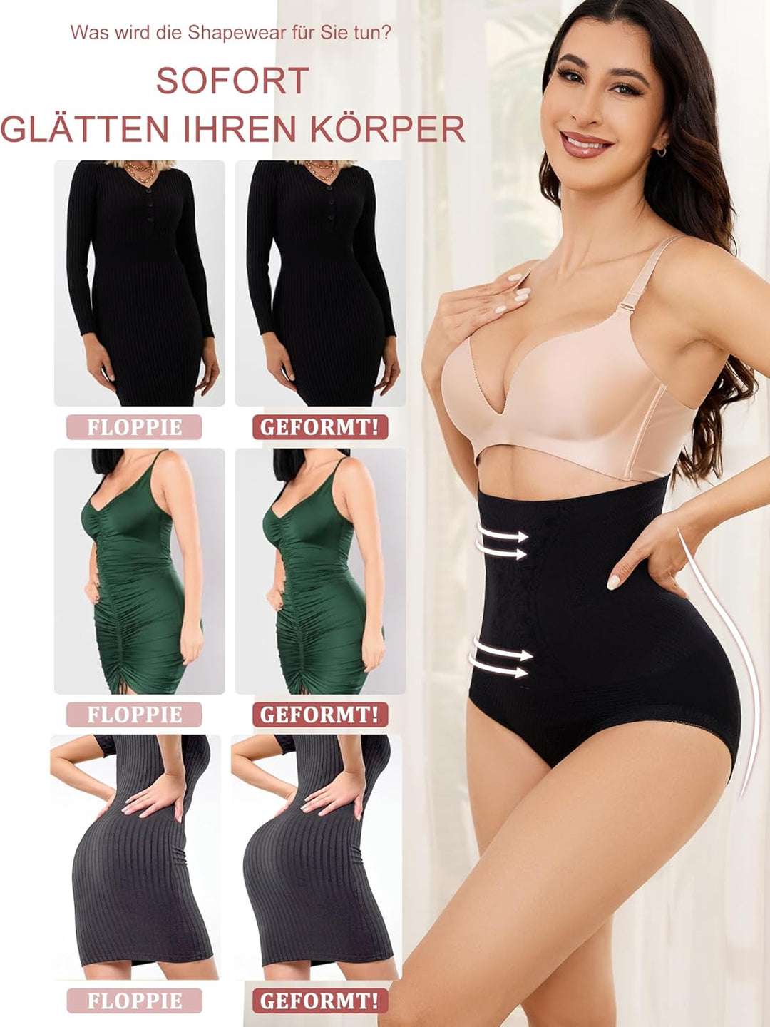 SURE YOU LIKE Bauchweg Unterhose Damen Mittle Taille Mieder String Shapewear Tanga Seamless Figurfor