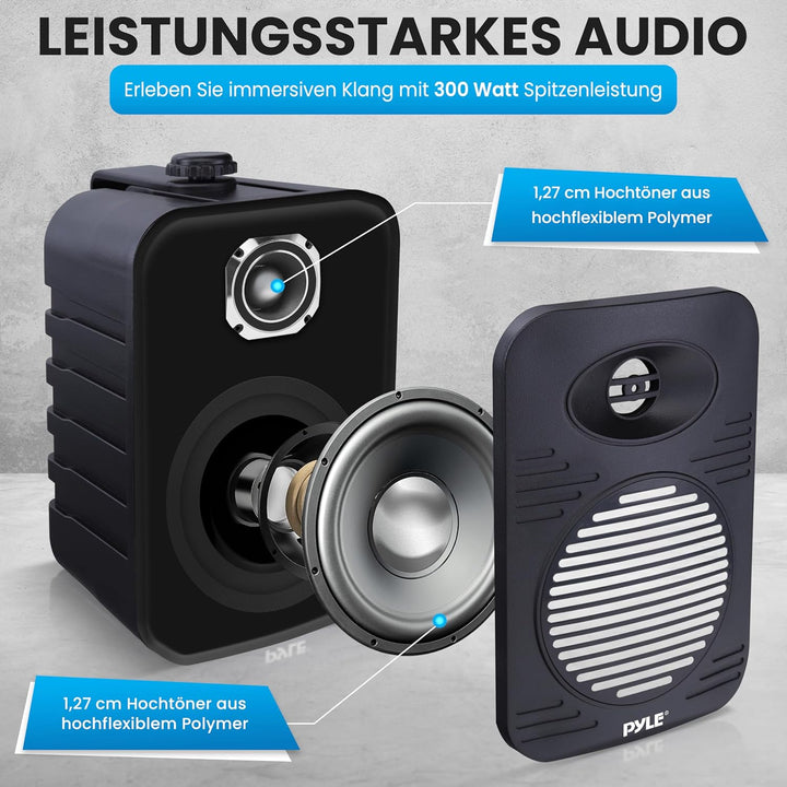 Pyle Lautsprecher Set Outdoor Indoor – 300W 4” 2-Wege Boxen wasserdicht Full Range Stereo Sound, Wet