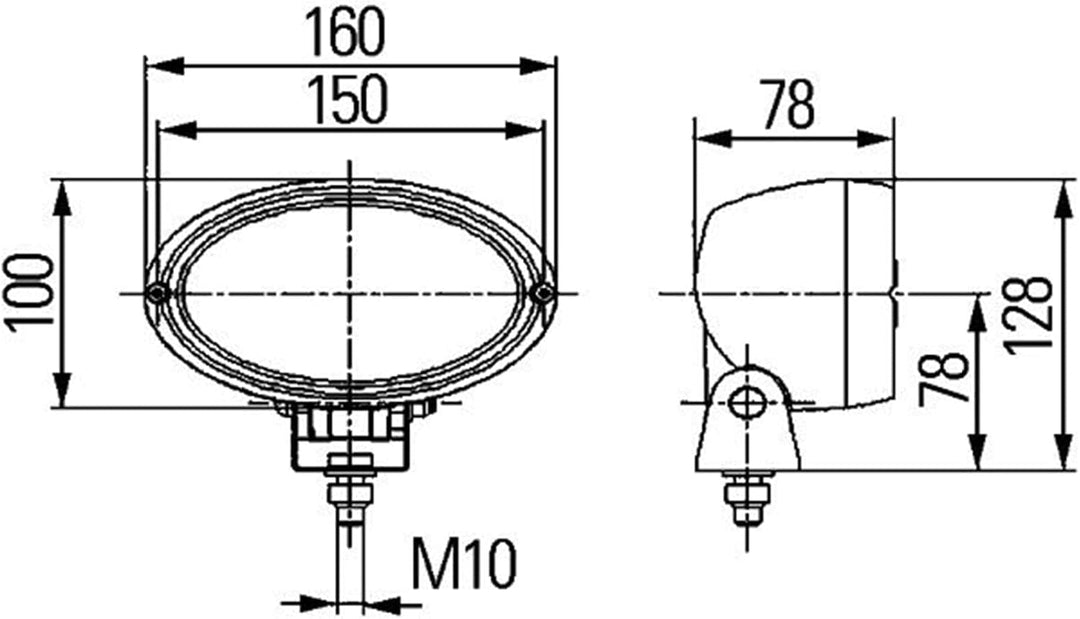 HELLA - Halogen-Arbeitsscheinwerfer - Oval 100 - 24/12V - Anbau/geschraubt - stehend/schwenkbarer Mo
