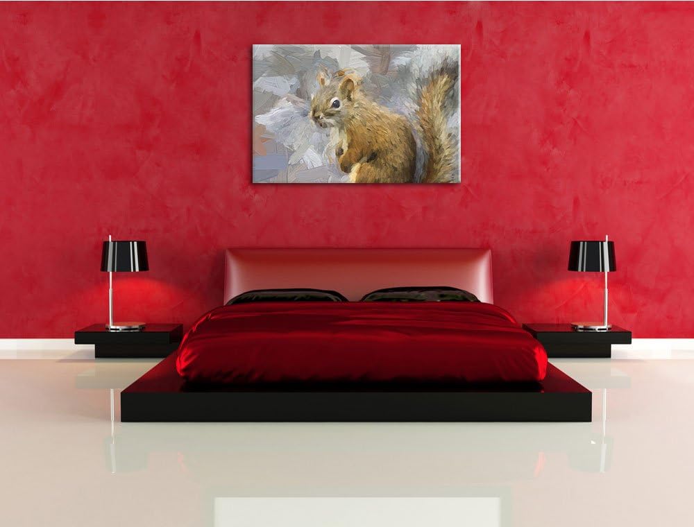 kleines wachsames Eichhörnchen Spezial Format: 100x70 cm auf Leinwand, XXL riesige Bilder fertig ger
