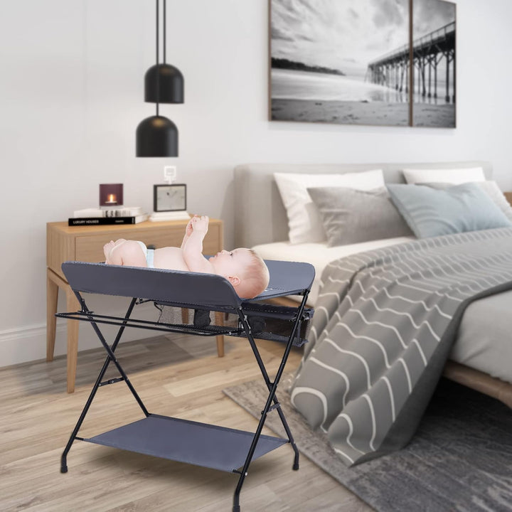 Wickeltisch Klappbarer und Tragbarer, Wickelkommode Baby Wickeltisch mit Wickelauflage, Sicherheitsg
