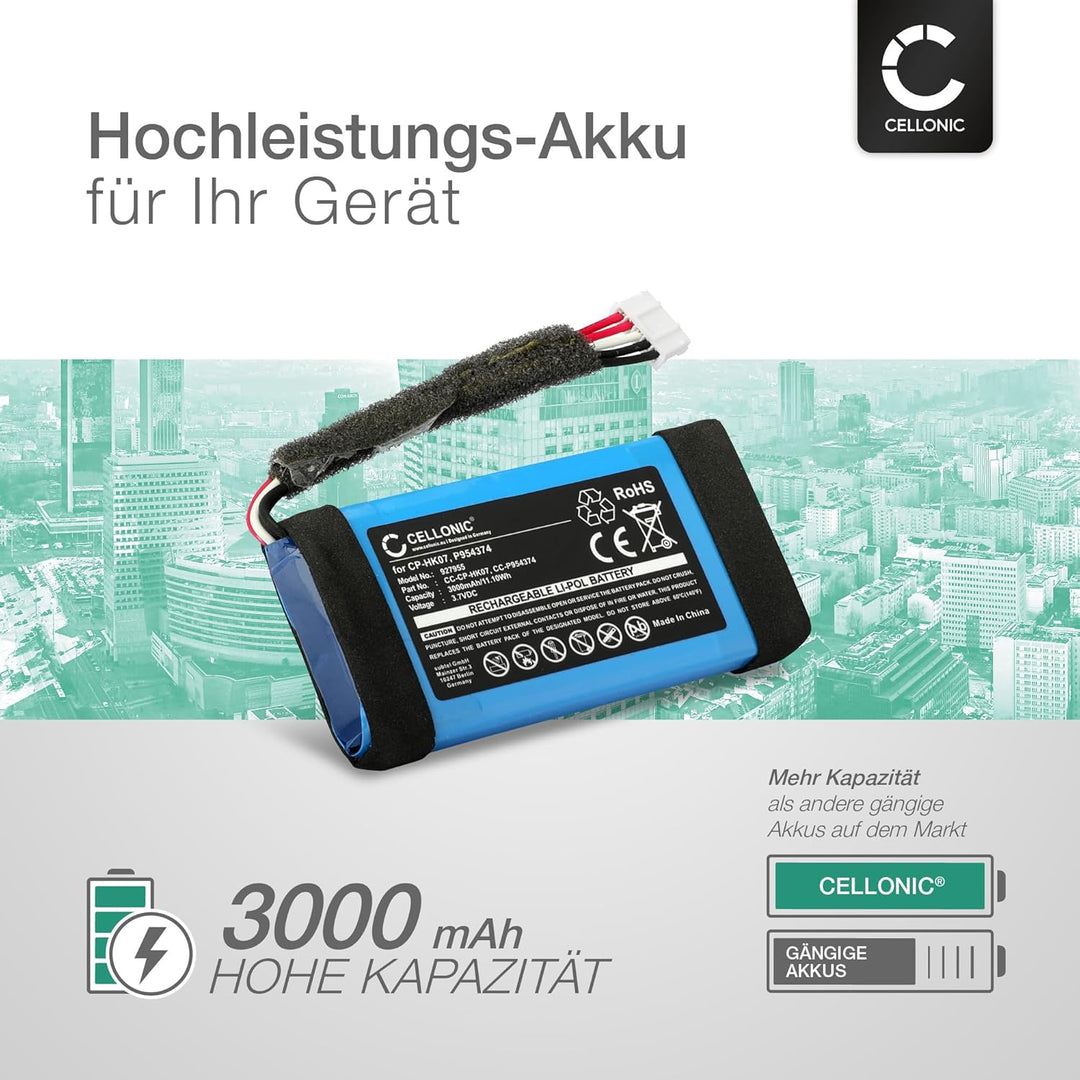 CELLONIC 1x Akku für Lautsprecher Kompatibel mit Harman Kardon Onyx Mini, P954374 - (3000mAh, 3.7V)