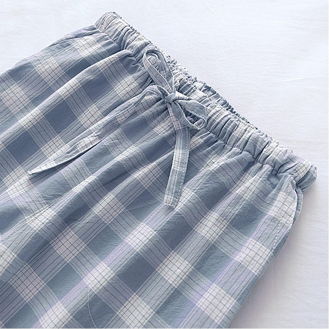 2er Pack Herren Schlafanzughose Baumwolle Pyjamahose Herren Lang Pyjamahose Karierte Nachtwäsche L 0