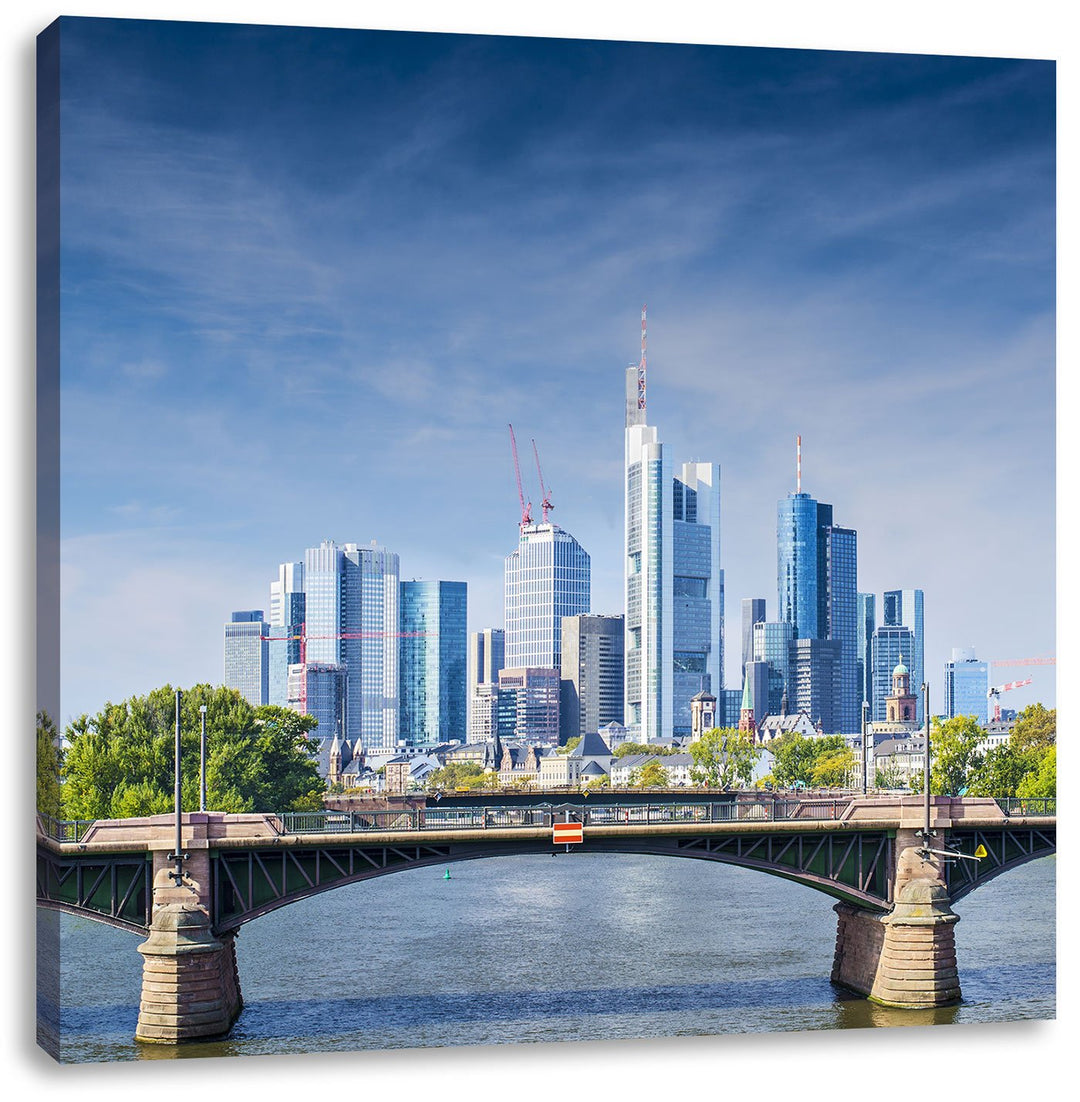 Pixxprint Skyline von Frankfurt am Main als Leinwandbild/Grösse: 70x70 / Wandbild/Kunstdruck/fertig
