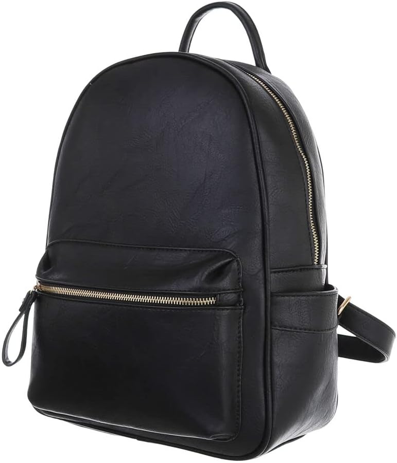 Ital Design KLEINE DAMEN RUCKSACK KUNSTLEDER USED OPTIK FREIZEITTASCHE Einheitsgrösse Schwarz, Einhe