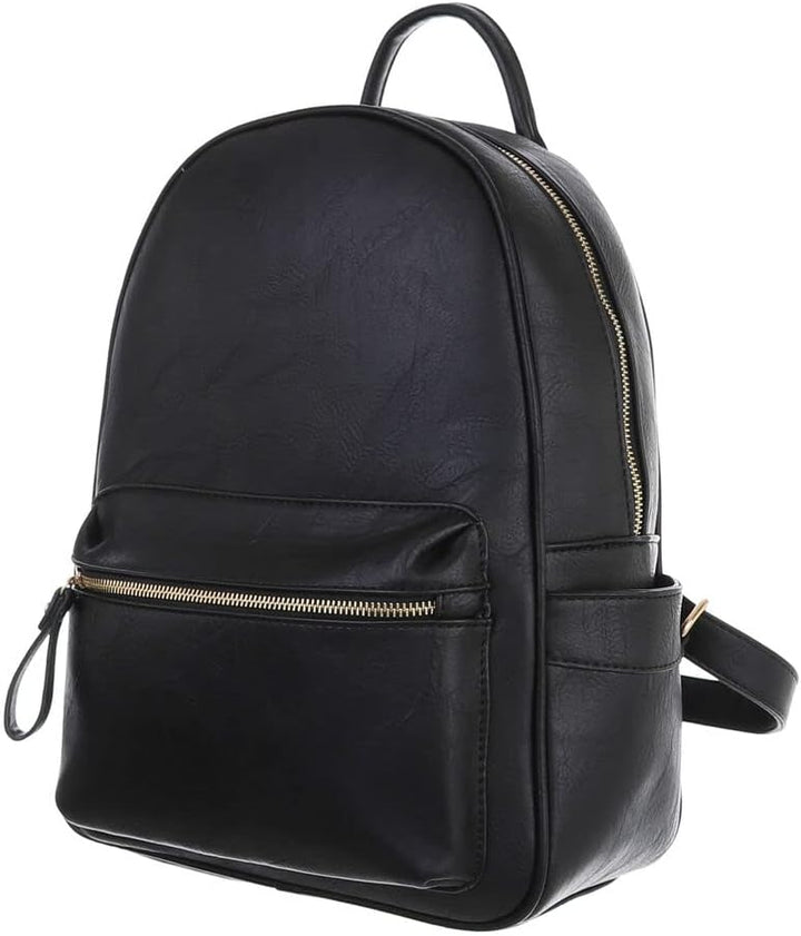 Ital Design KLEINE DAMEN RUCKSACK KUNSTLEDER USED OPTIK FREIZEITTASCHE Einheitsgrösse Schwarz, Einhe