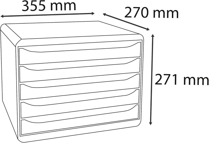 Exacompta 308714D Ablagebox Glossy Querformat mit 5 Schubladen für DIN A+ Dokumente. Belastbare Schu