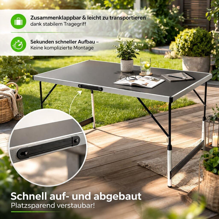 Stabiler Multifunktionstisch 100x60 cm höhenverstellbar klappbar – Campingtisch, Tapeziertisch, Klap