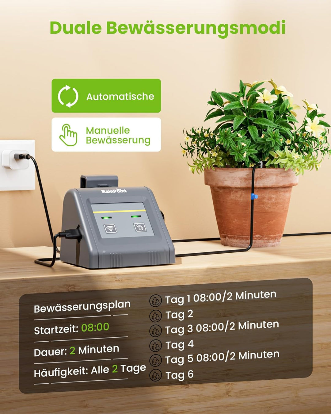 RAINPOINT WiFi Automatisches Bewässerungssystem, Einstellbare Wassermenge, APP-Fernbedienung Automat