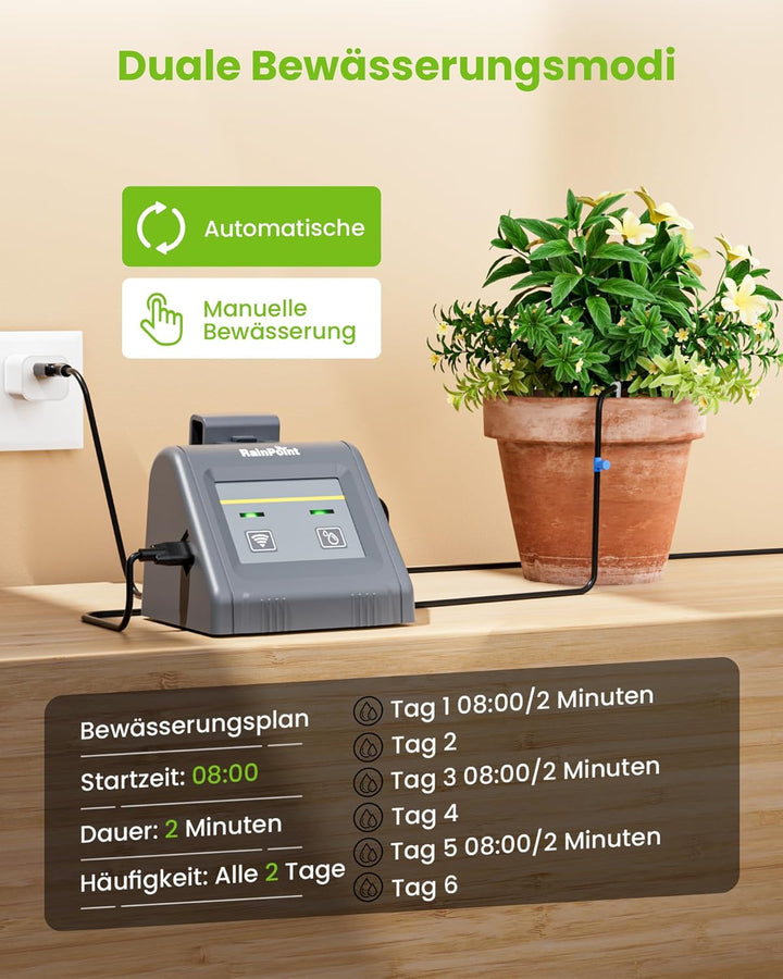 RAINPOINT WiFi Automatisches Bewässerungssystem, Einstellbare Wassermenge, APP-Fernbedienung Automat