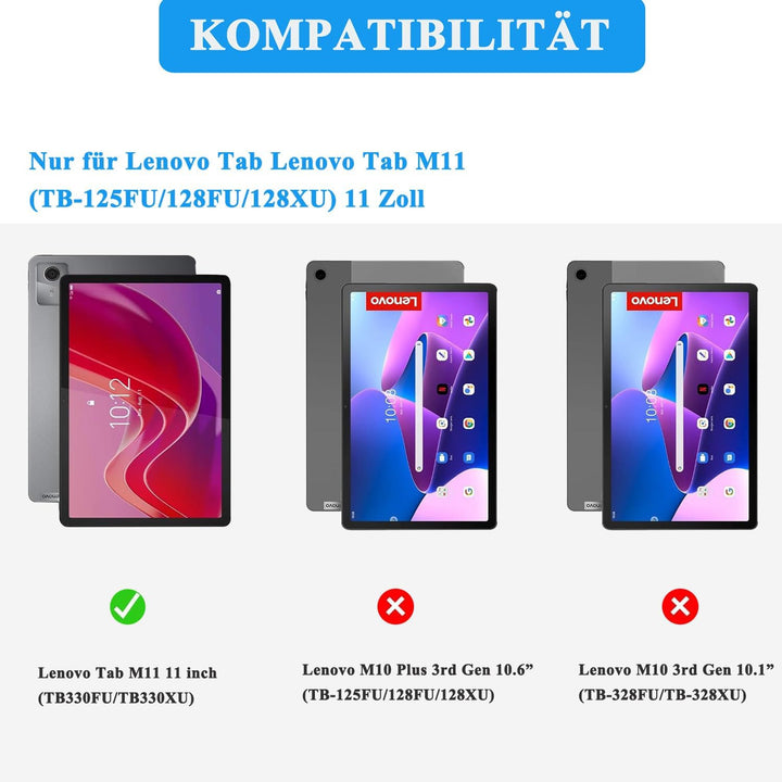 COEZFE Lenovo Tab Lenovo Tab M11 Tastatur Hülle, Deutsches QWERTZ Tastatur für Lenovo M11 11 Zoll, S