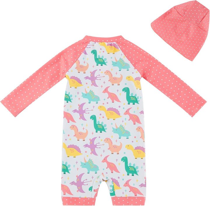 UMELOK Baby Badebekleidung Mädchen Badeanzug mit Sonnenhut UV Schutz 3-6 Monate Niedlicher Dinosauri