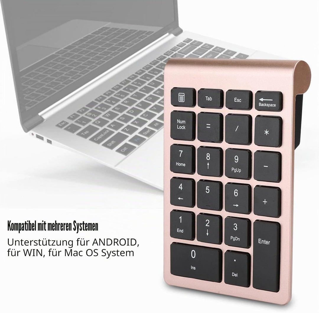 Ziffernblock, 22 Tasten 2,4G Numeric Keypad Ergonomisches Keyboard Ultra Dünn Kabellos ExternerNumme