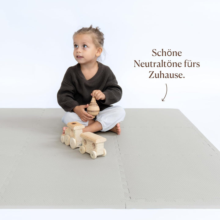 Toddlekind Baby-Puzzlematten, 9-TLG. mit Randteilen, ungiftige Schaumstoffmatten, für Bauchzeit & Kr