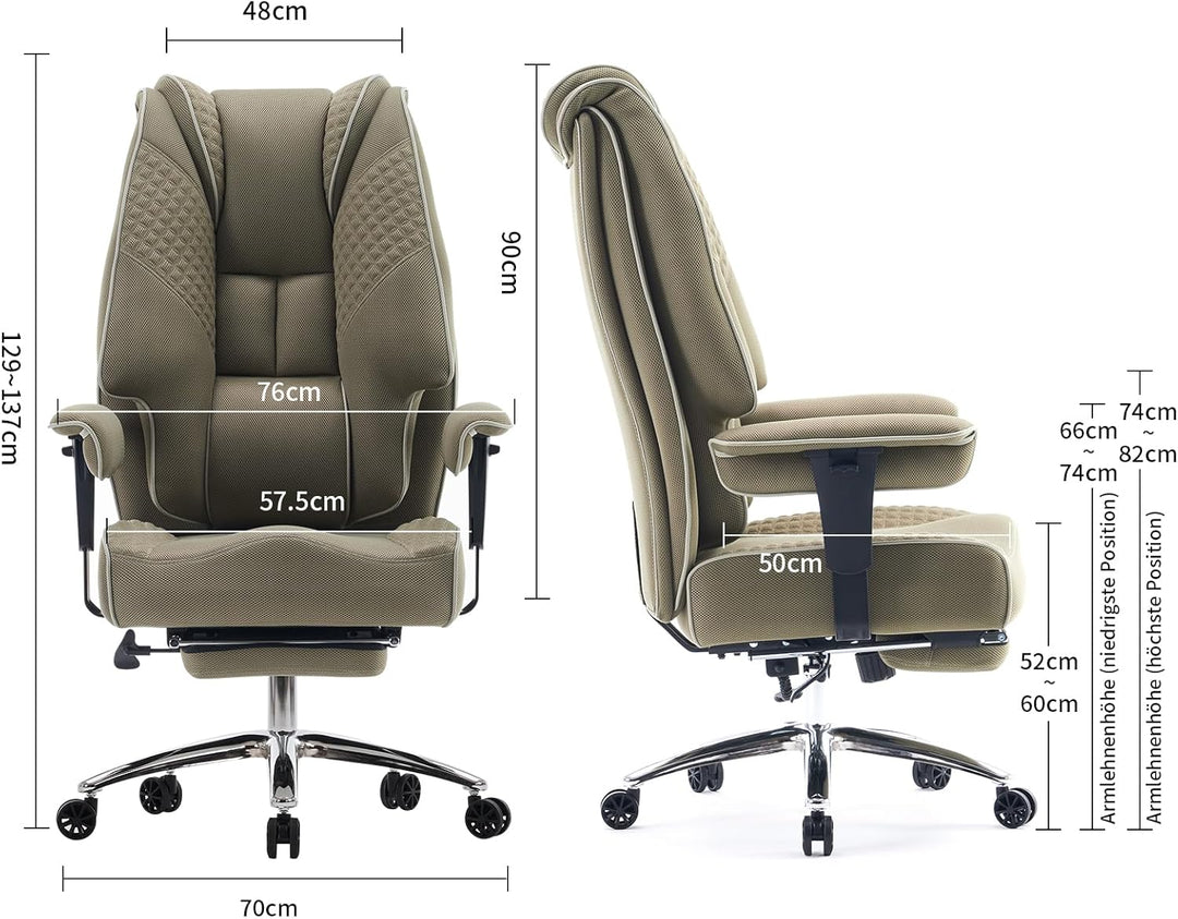 Ergonomischer Mesh-Bürostuhl – Executive Drehstuhl mit verstellbaren Armlehnen, Formschaum- & Tasche